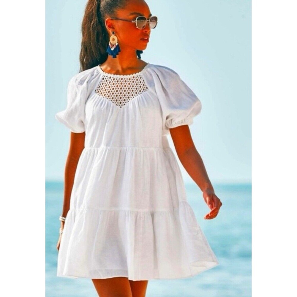 Womens Size 4 Lilly Pulitzer Charlet White Linen Dress